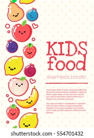 Frame of flat designed fruits with copyspace. Healthy eating vector concept for healthy magazines, cooking web sites and newsletters. Healthy lifestyle or diet design element. 