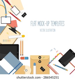 Frame of flat mockups for website design, infographics, web and mobile services and apps.