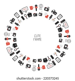 Frame Of  Flat Vector Journalism Icons. Mass Media. Communication. 