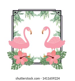 frame with flemish and summer flower