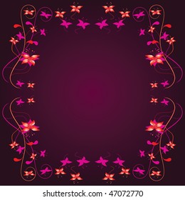 Frame with a floral border. Vector illustration
