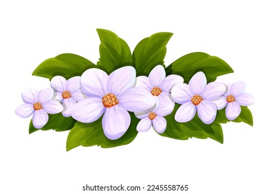 Frame floral corner, elegant decoration in cartoon style, border isolated on white background. 