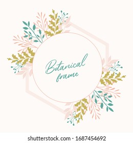 frame with floral elements. Botanical wreath