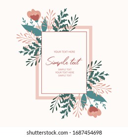 frame with floral elements. Botanical wreath