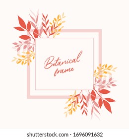 frame with floral elements. Botanical wreath