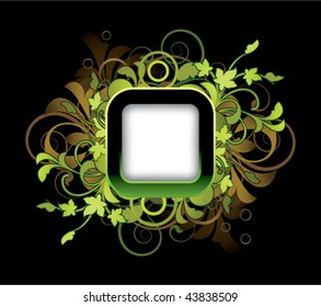 Frame with floral elements on a dark background