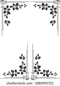 Frame from floral elements. Vector black and white round frame, border, divider, circle shape, branches and leaves. Drawn line art elements, naturalness and minimalism. Trending style for wedding