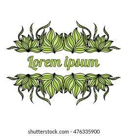 Frame with floral and leaf on a white background. Hand drawing pattern for invitation, greeting cards and postcards.vector illustration