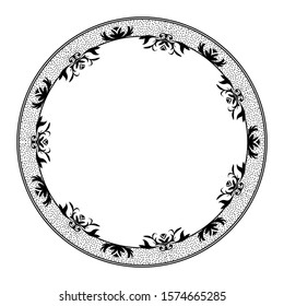 frame with a floral motif, border with 1 color, boundary for text or calligraphy that is isolated in a white background.