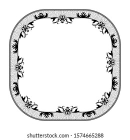 frame with a floral motif, border with 1 color, boundary for text or calligraphy that is isolated in a white background.