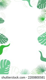 Frame with floral motifs. Leaves of plants. Palm leaves. Greenery, nature