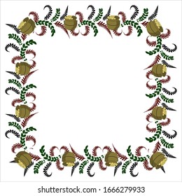 Frame with floral ornaments from fern leaves and clover for St. Patrick's Day