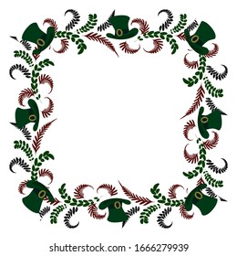 Frame with floral ornaments from fern leaves and clover for St. Patrick's Day