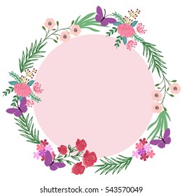 Frame floral pattern with butterflies
