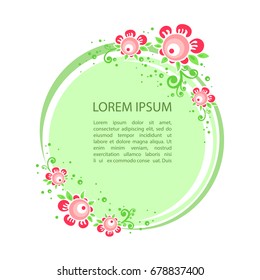 Frame with floral pattern isolated on white background. Template for greeting cards or etc.