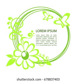 Frame with floral pattern isolated on white background. Template for greeting cards or etc.
