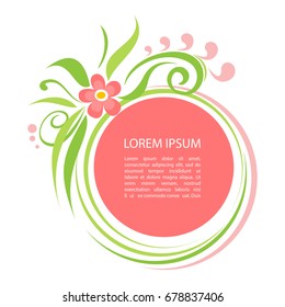 Frame with floral pattern isolated on white background. Template for greeting cards or etc.