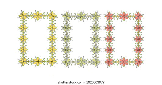 Frame floral pattern multicolored set