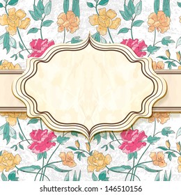 Frame in floral seamless background.