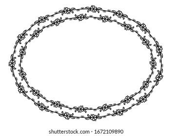 frame with a floral theme, a border for text with black isolated white.