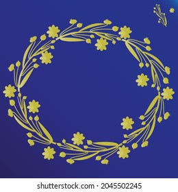 Marco de elementos florales,herbales.Plantilla vectorial con elementos ornamentales florecientes.Elementos de línea dibujada, naturalidad y minimalismo. Estilo de tendencia circular EPS10