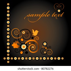 frame with flower and bird
