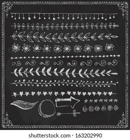 frame flower chalk chalkboard drawn doodle hand border cartoon divider nails drawn vector straight edge set and design piece on a chalkboard frame flower chalk chalkboard drawn doodle hand border cart