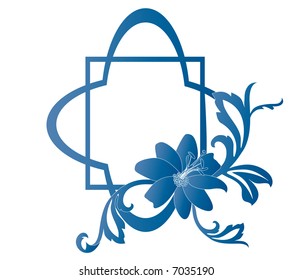 frame with flower and foliage at corner