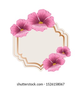frame with flower isolated icon vector illustration design