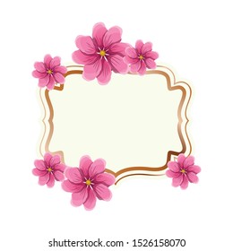 frame with flower isolated icon vector illustration design