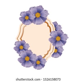 frame with flower isolated icon vector illustration design