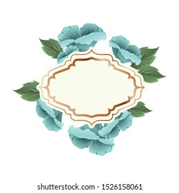 frame with flower and leafs isolated icon vector illustration design