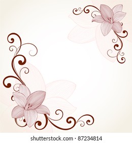 Marco con lirio floral. Elemento para el diseño.