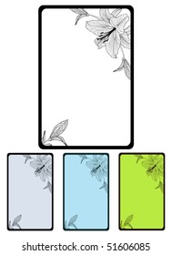 Frame with flower lily and space for text