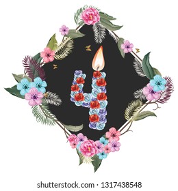 frame flower with number 4
