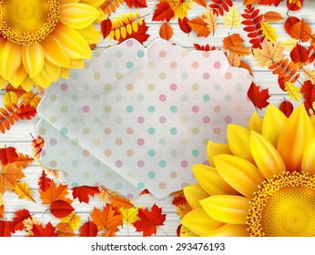 Frame with flower, nuts and Mushrooms. EPS 10 vector file included