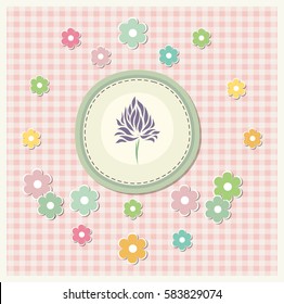 Frame with flower on background. Vector illustration