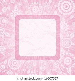 frame of flower on pink background, vector illustration