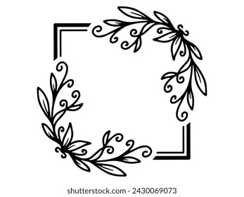 Frame Flower Sketch Line Art