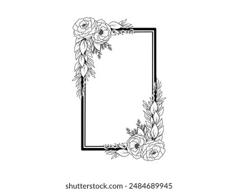 Frame Flower Sketch Line Art