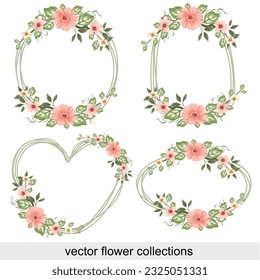 Frame flower spring collections vector for decoration , wedding card