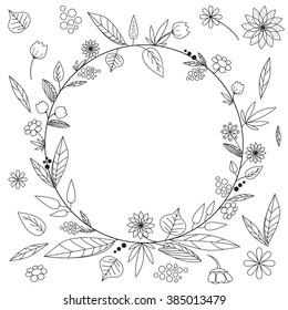 Frame with flower. Vector illustration. Perfect for cards, web, banners and coloring book
