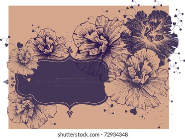 Frame with flowering hibiscus