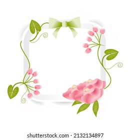 A frame with flowers around it and space for text in the center