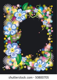 Frame flowers blue