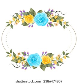 Rahmen mit Blumen und blauen Rosen, Vektorgrafik
