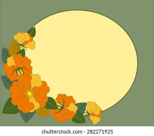 Frame with flowers and buds of roses