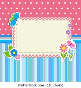 Frame with flowers and butterflies