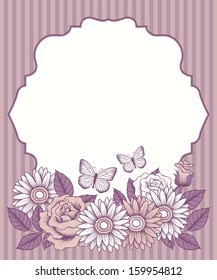 Frame with flowers and butterflies