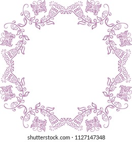 Frame of flowers and butterflies. Vector illustration